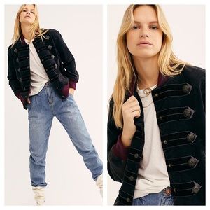 Free People Atlas Corduroy Military Bomber Jacket